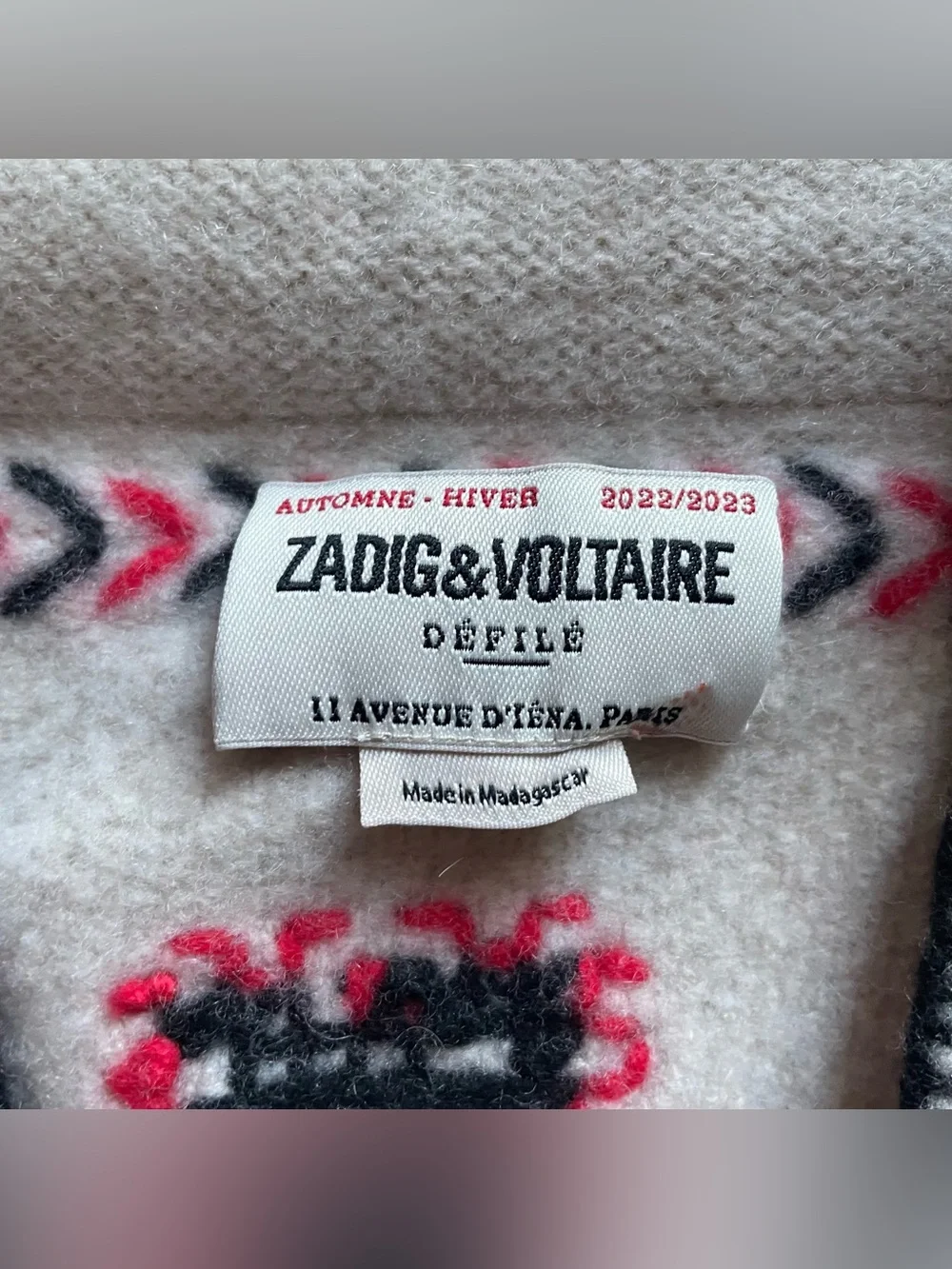 Zadig & Voltaire Amanda Jumper Sz S Embroidered Cashmere Merino Wool Aztec Skull